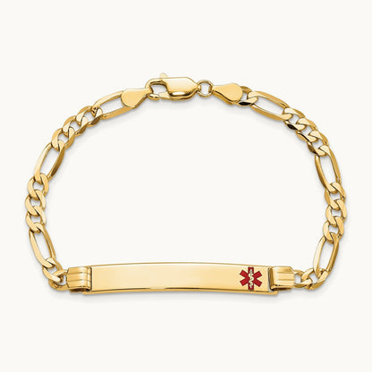 Medical Red Enamel Figaro ID Bracelet, 14K