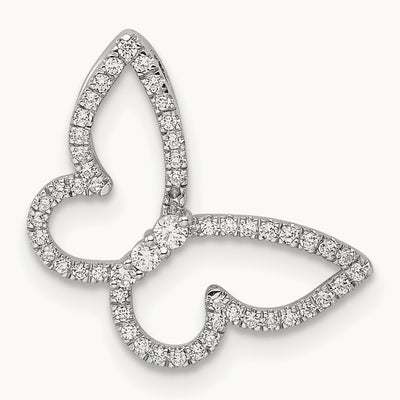 Polished Butterfly Diamond Chain Slide, 14K White Gold