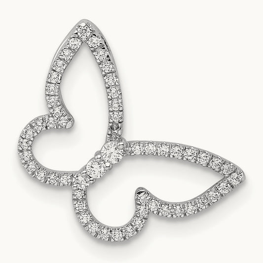 Polished Butterfly Diamond Chain Slide, 14K White Gold