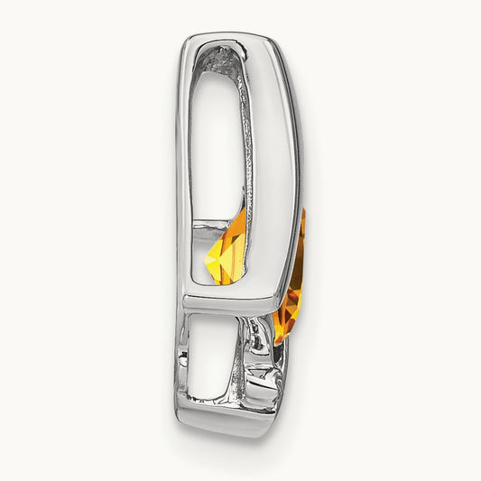 Citrine and Diamond Pendant — 14K White Gold