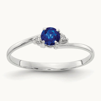 Sapphire AA Diamond ring, 4mm, 14K White Gold