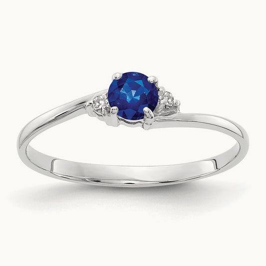 Sapphire AA Diamond ring, 4mm, 14K White Gold
