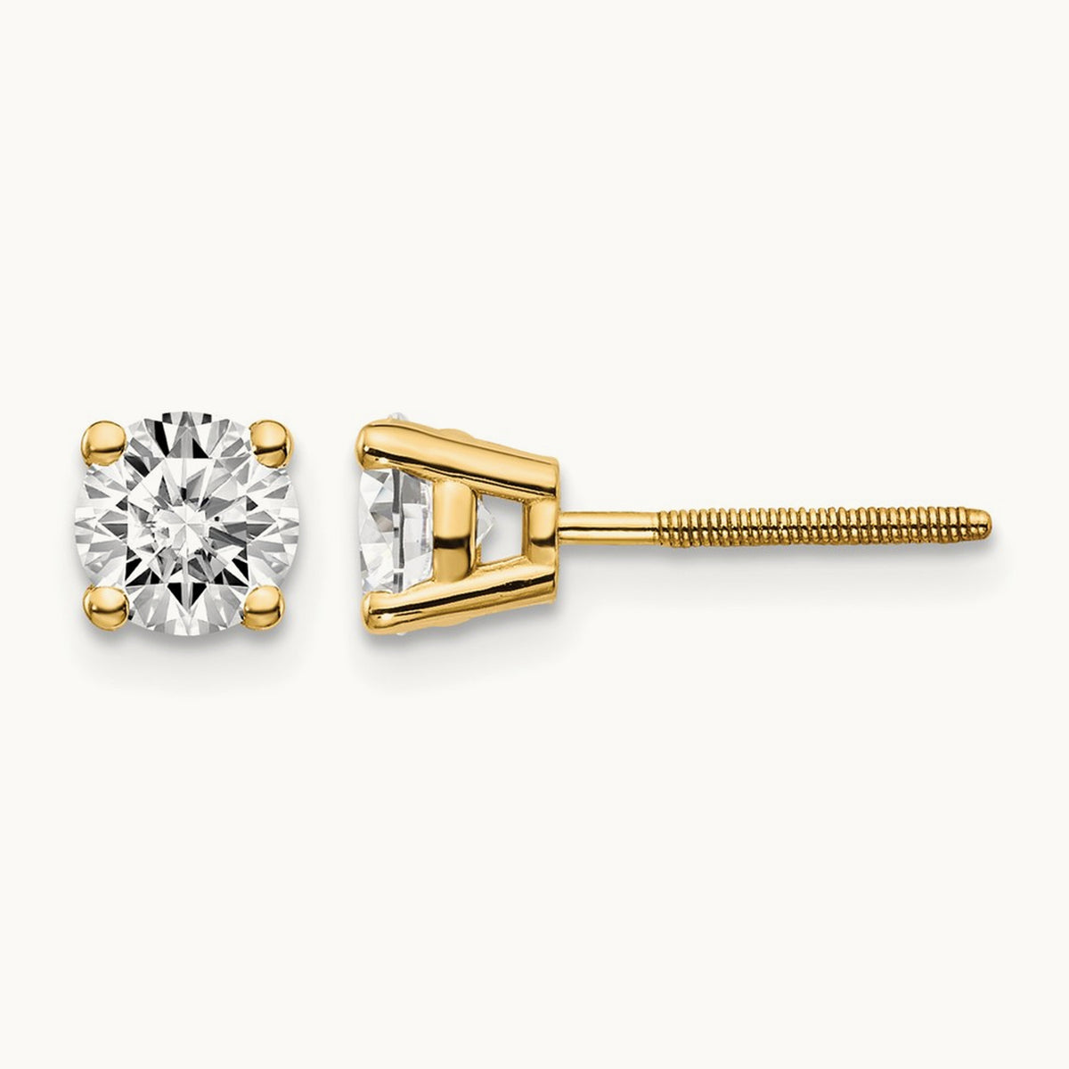 .95ct. VS2/SI1 G-I Diamond Stud Thread on/off Post Earrings, 14K Yellow Gold