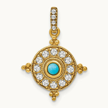 Turquoise and Topaz Pendant — 14K Yellow Gold