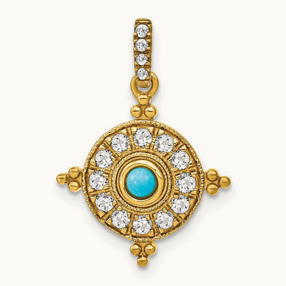 Turquoise and Topaz Pendant — 14K Yellow Gold