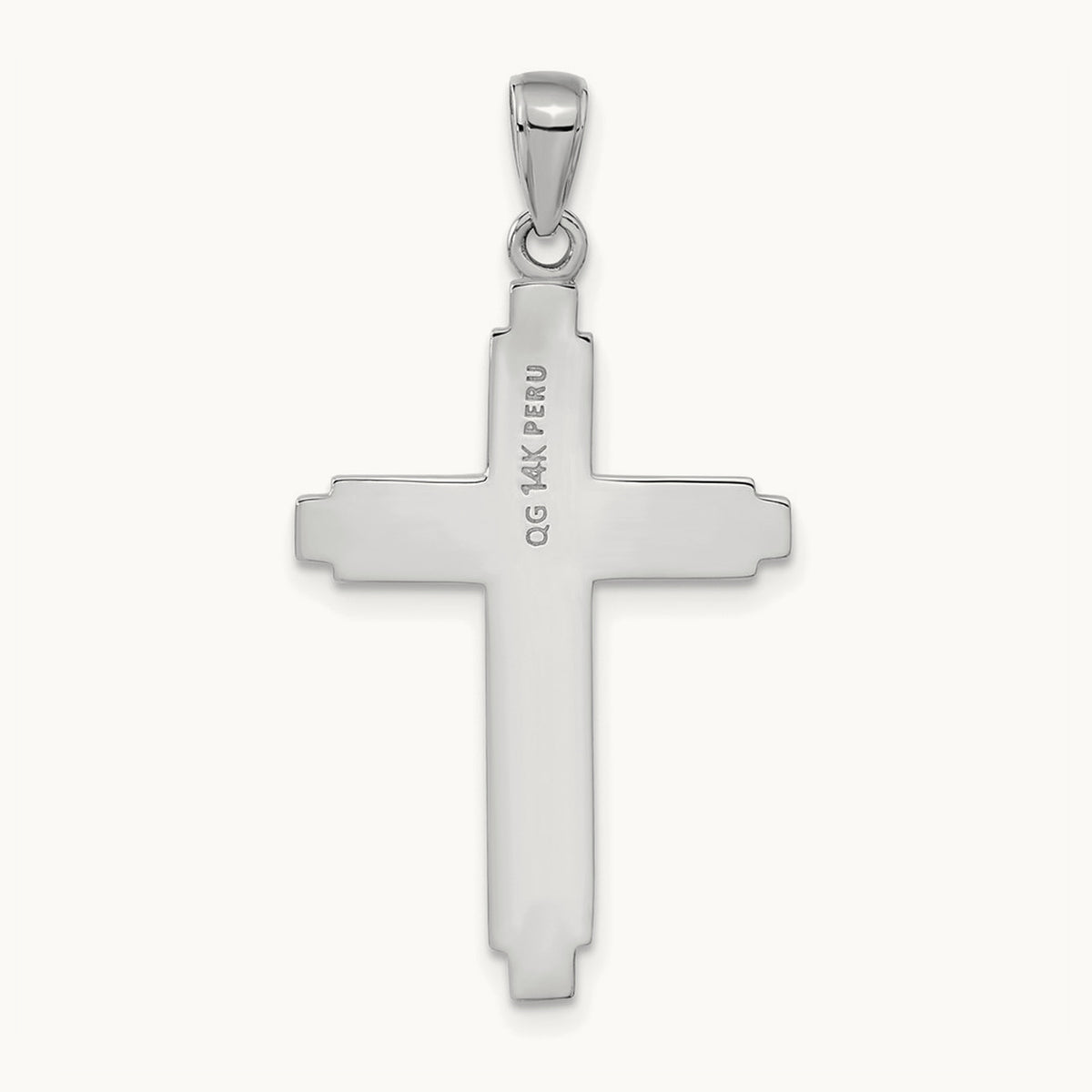 Solid Cross Pendant — 14K White Gold