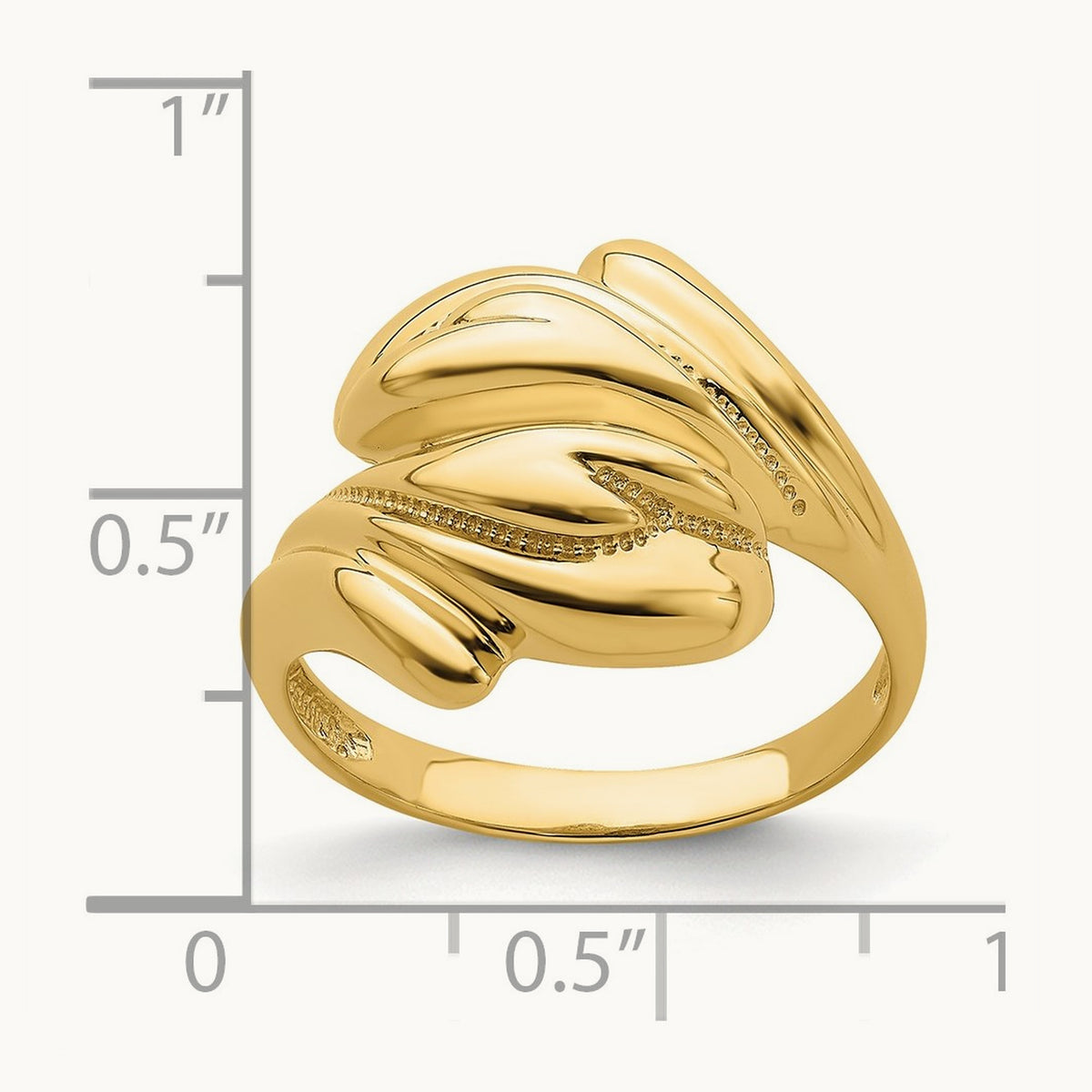 Polished Beaded Swirl Crossover Ring, 14K