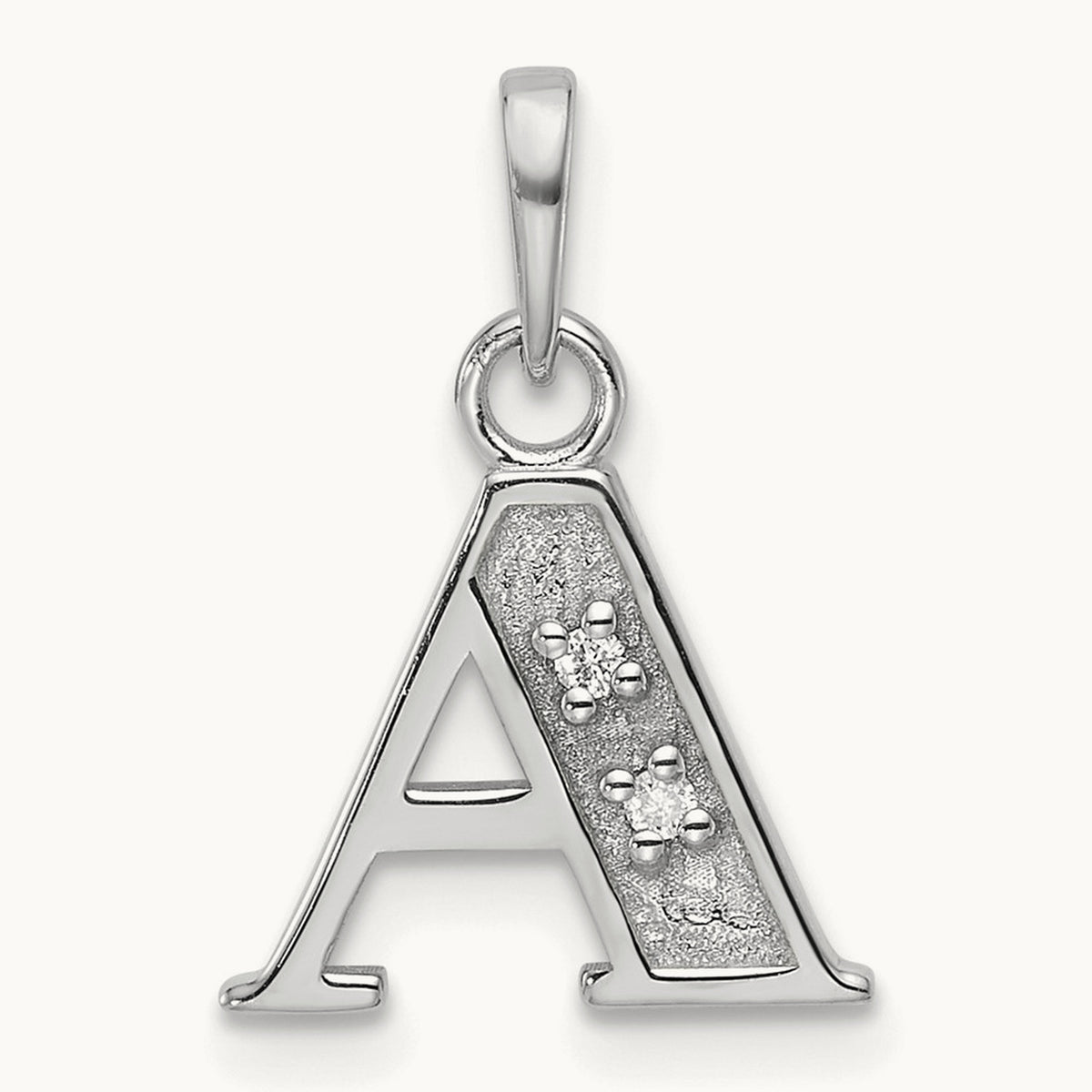 Diamond Letter A Initial Pendant, 14K White Gold