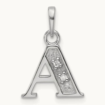 Diamond Letter A Initial Pendant, 14K White Gold