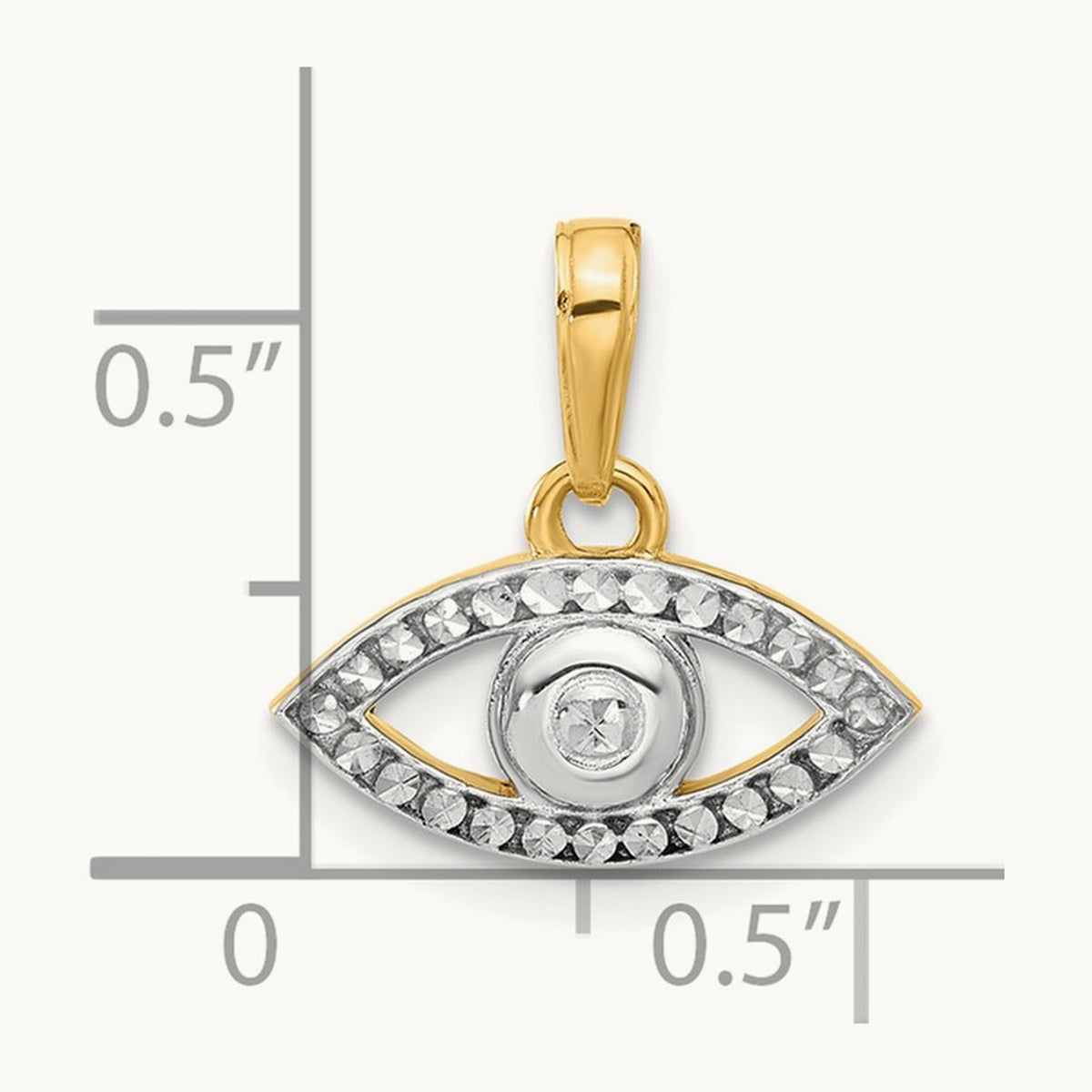 D/C Evil Eye Pendant, 14K with White Rhodium