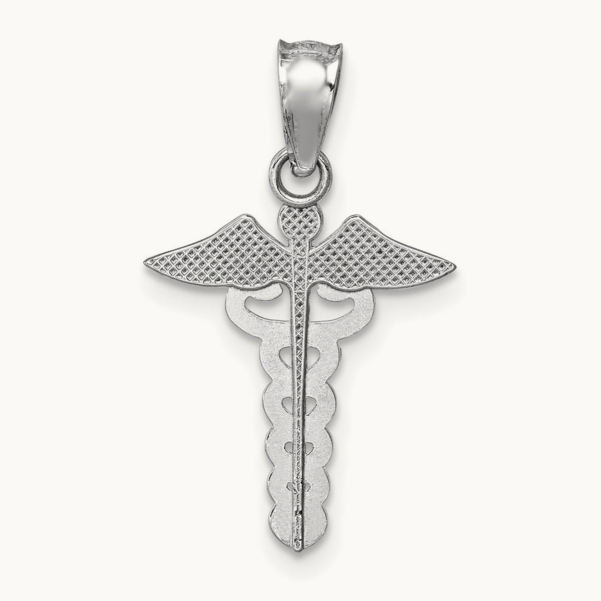 Polished Medical Symbol Pendant, 14K White