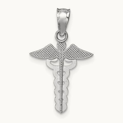 Polished Medical Symbol Pendant, 14K White