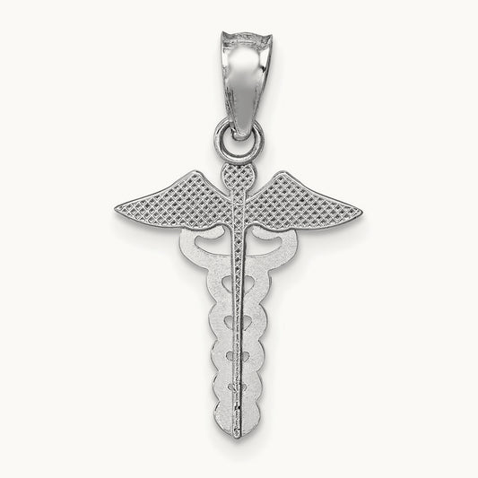 Polished Medical Symbol Pendant, 14K White