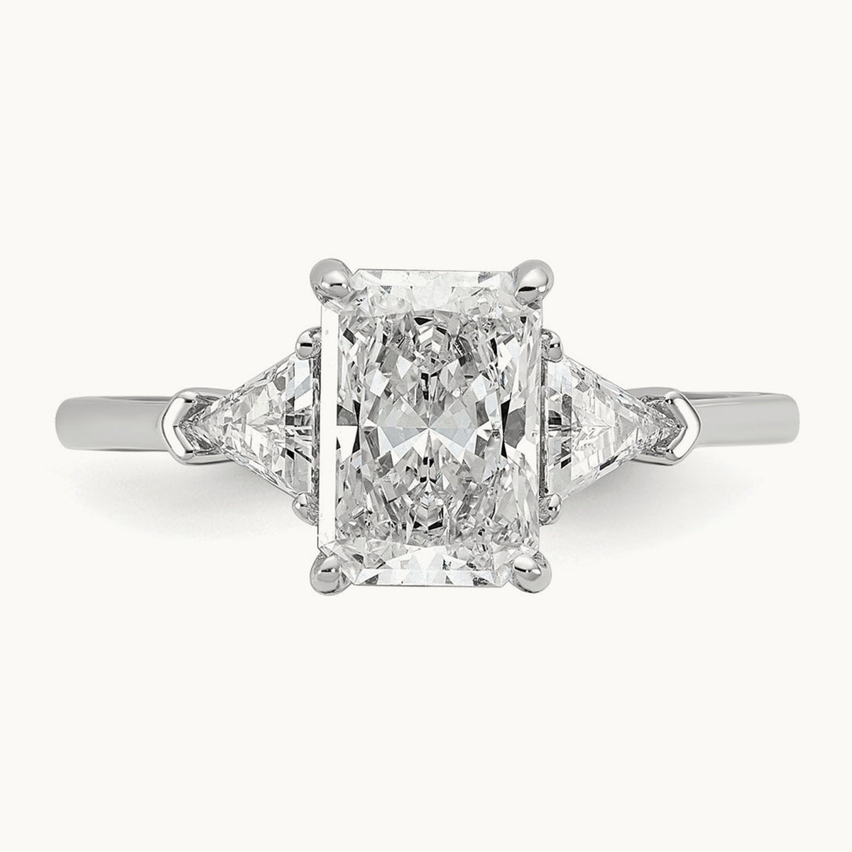 Radiant & Triangle Engagement Ring, 1.25-3.50 ct tw Lab-Grown Diamond — 2 ct, 14K White Gold
