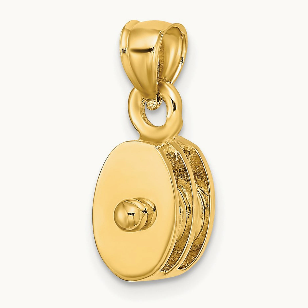 Polished 3-D Moveable Pulley Charm, 14K