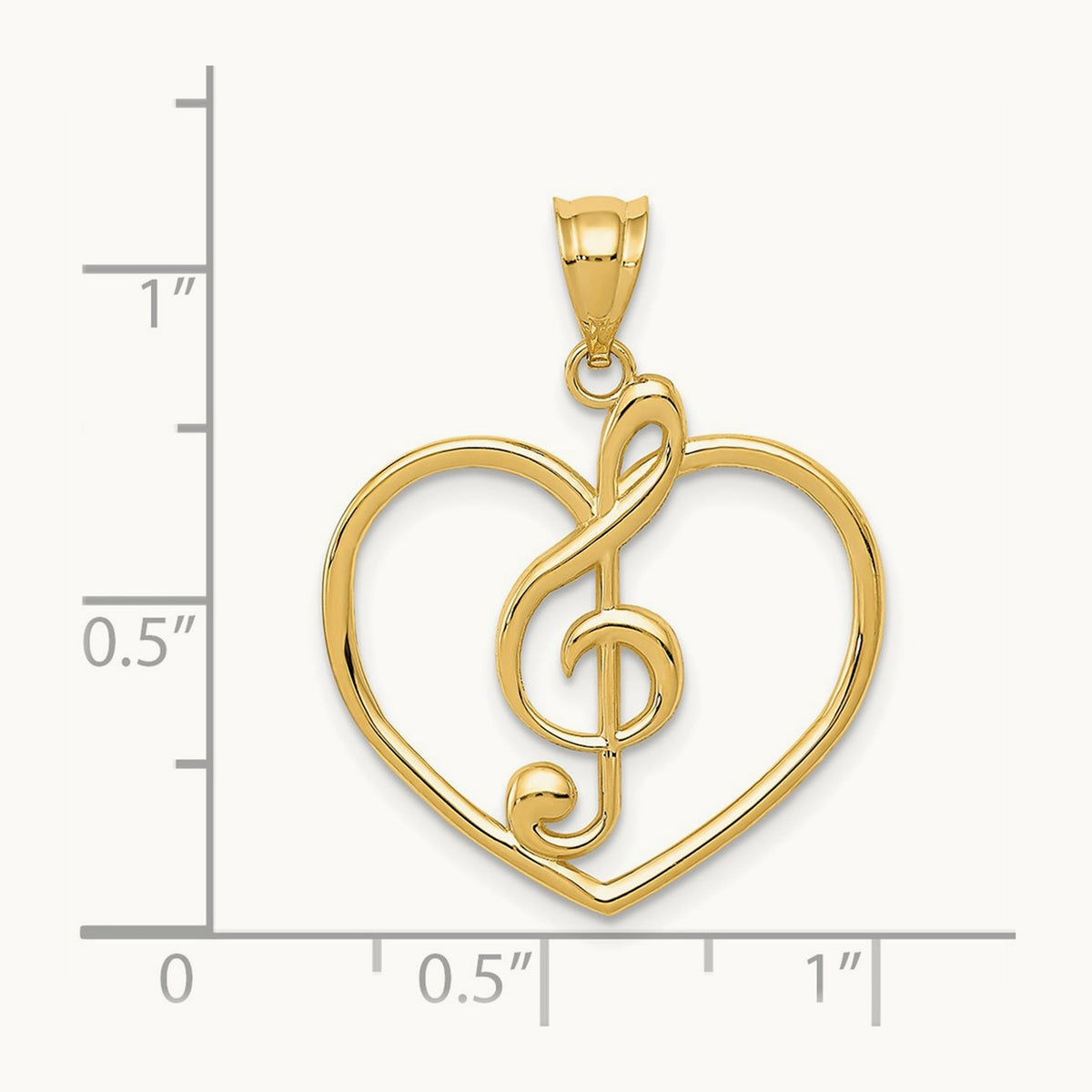 Treble Clef in Heart Charm, 14K