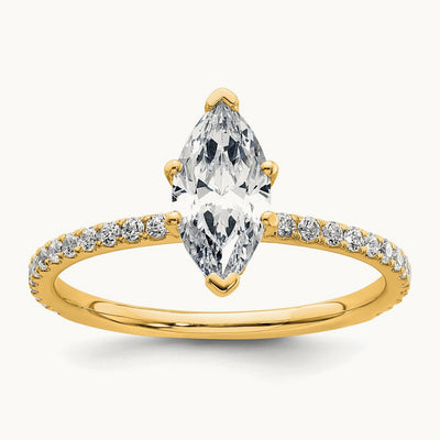 Marquise with Flair Engagement Ring, 1.25-4.50 ct tw Lab-Grown Diamond — 1 3/8 ct, 14K Yellow Gold
