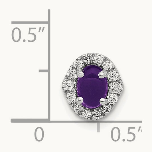 Diamond and Cabochon .73 Amethyst Chain Slide, 14K White Gold