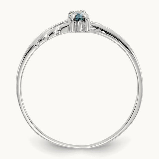 Aquamarine Birthstone Ring, 14K White Gold