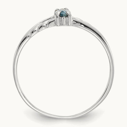 Aquamarine Birthstone Ring, 14K White Gold