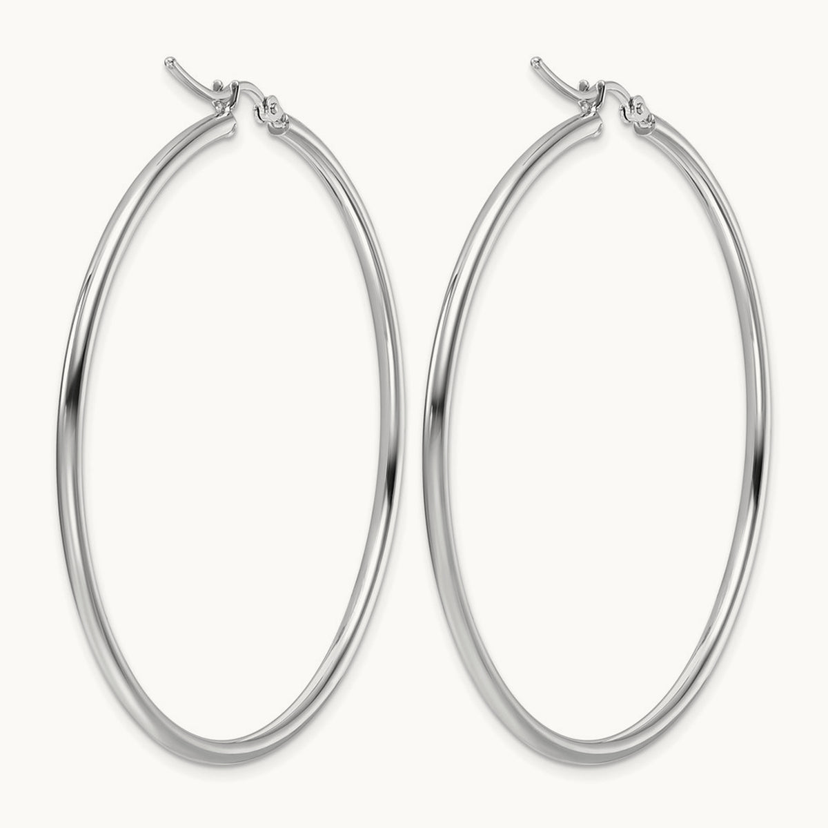 Polished Hinged Hoop Earrings, 10K White Gold — Leslie's