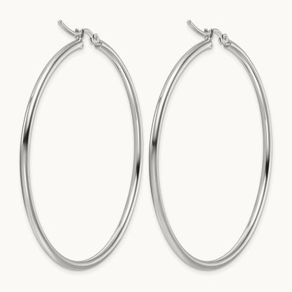 Polished Hinged Hoop Earrings, 10K White Gold — Leslie's