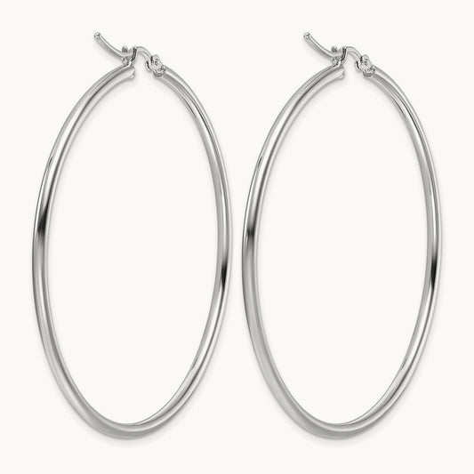 Polished Hinged Hoop Earrings, 10K White Gold — Leslie's