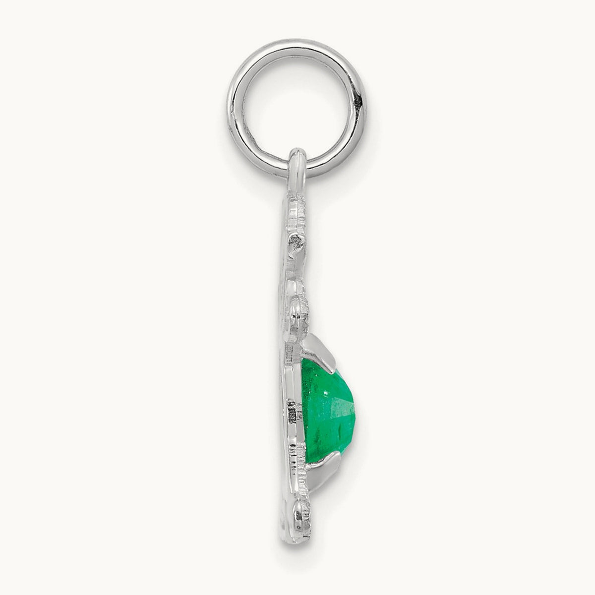 Girl 6x4 Oval Genuine Emerald-May — 14K White Gold