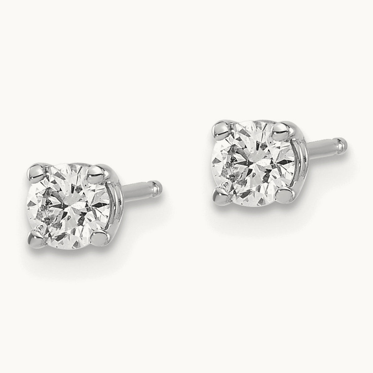 Round Diamond Stud Earrings — 14K White Gold, 0.44 ct tw, I1 J-K · push back