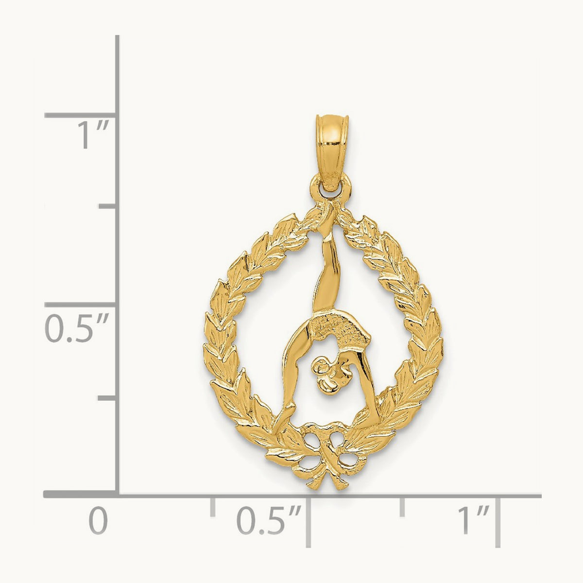 Solid Polished Framed Gymnast Pendant, 14K