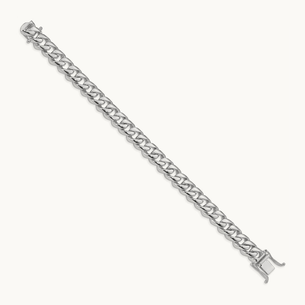 Hand-polished Rounded Curb Link Bracelet — 14K White Gold, 9.6mm