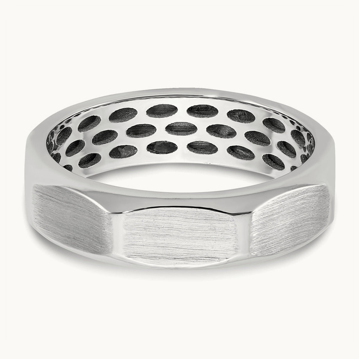 IB Goodman Mens Satin Complete .03ct Diamond Ring, 14K White Gold