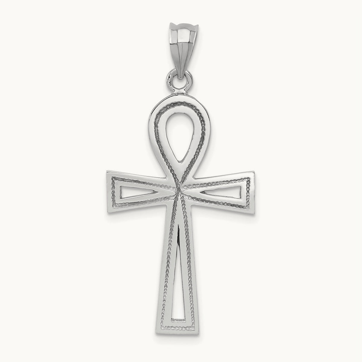Ankh Cross Pendant — 14K White Gold, 39mm