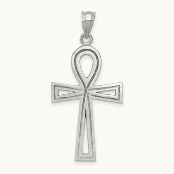 Ankh Cross Pendant — 14K White Gold, 39mm