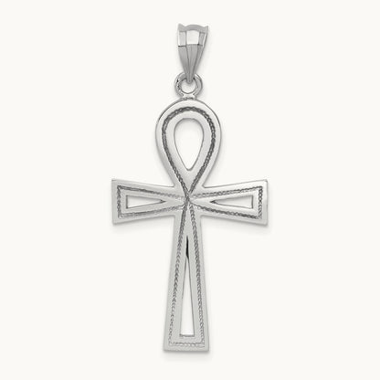 Ankh Cross Pendant — 14K White Gold, 39mm