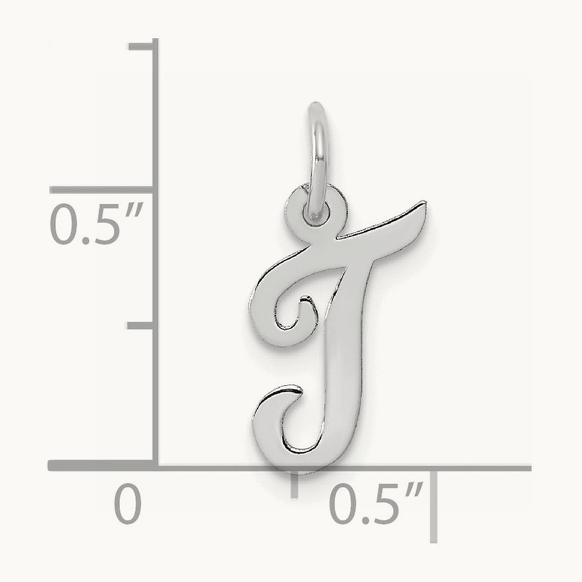 Small Script Letter T Initial Charm, 14K White Gold