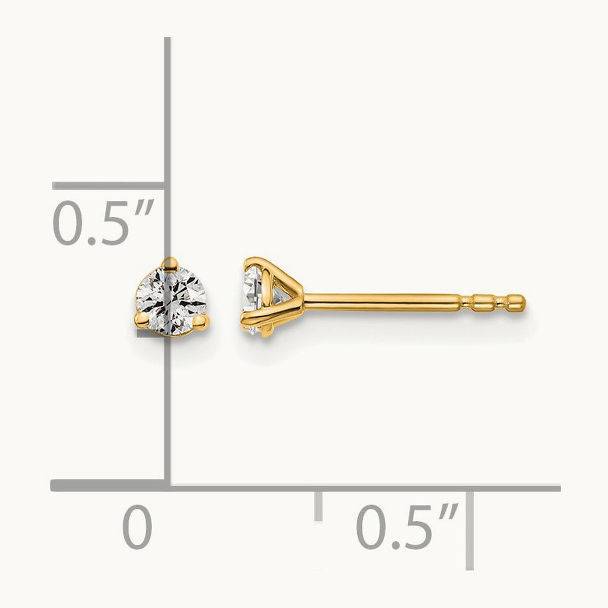 Round Stud Earrings, 0.10-6.00 ct tw Lab-Grown Diamond — 1/5 ct, 14K Yellow Gold