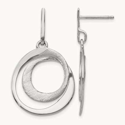 Rhodium-plated Radiant Essence Textured Post Dangle Earrings — 34mm