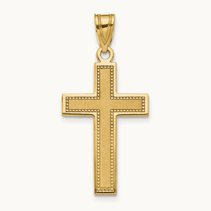 Medium Satin Cross Pendant, 14K