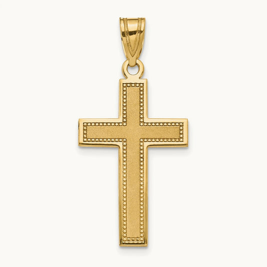 Medium Satin Cross Pendant, 14K