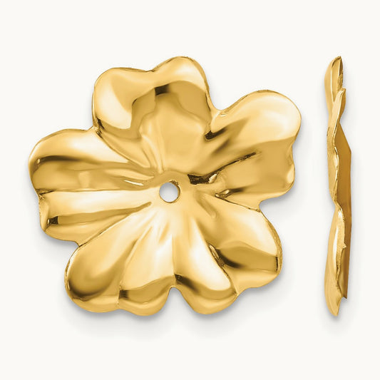 Polished Floral Earring Jackets, 14K