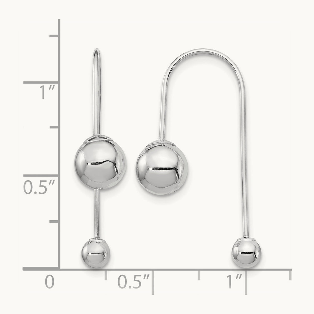 Bead w/Screw End Threader Earrings, 14K White Gold
