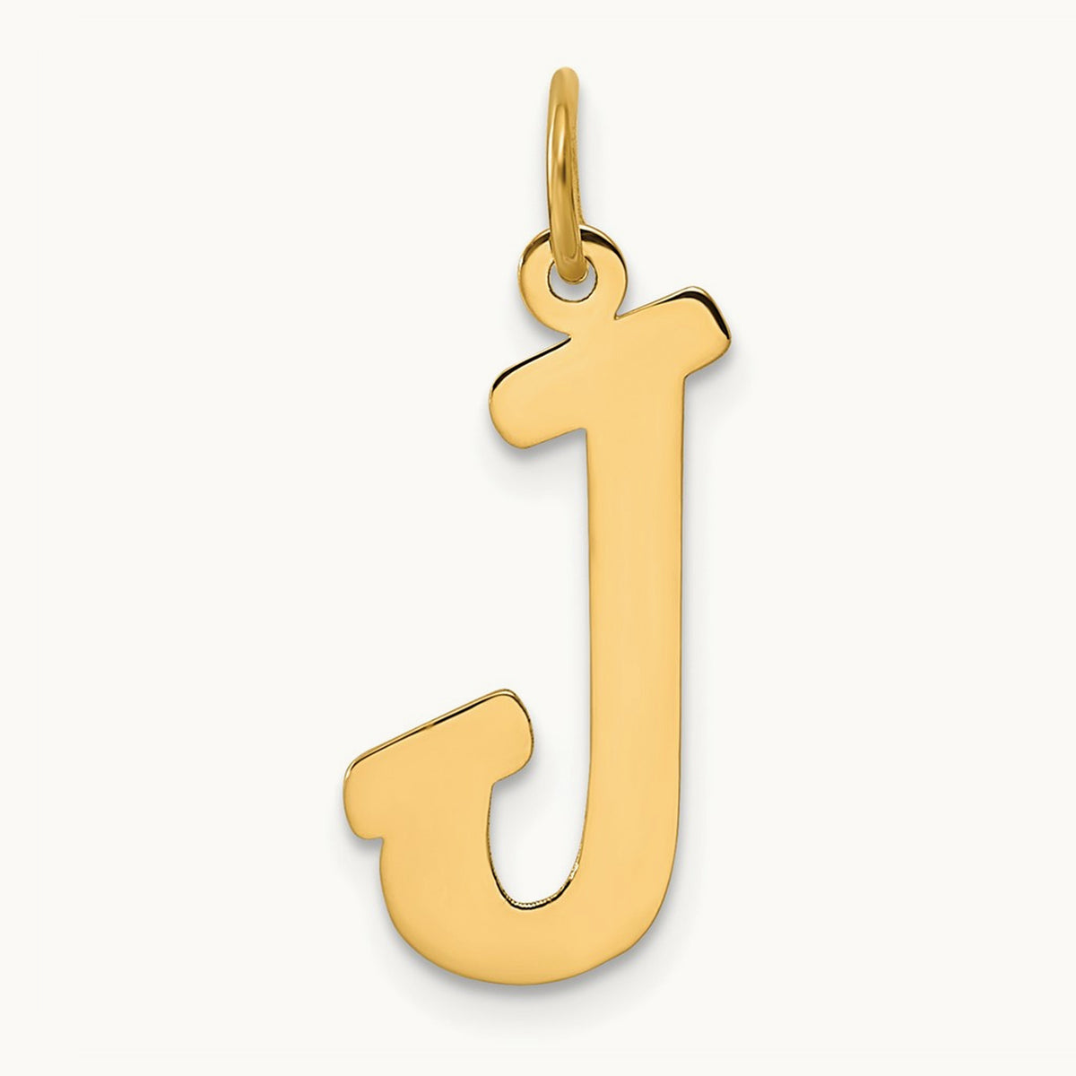 Large Script Initial Charm — 14K Yellow Gold, J
