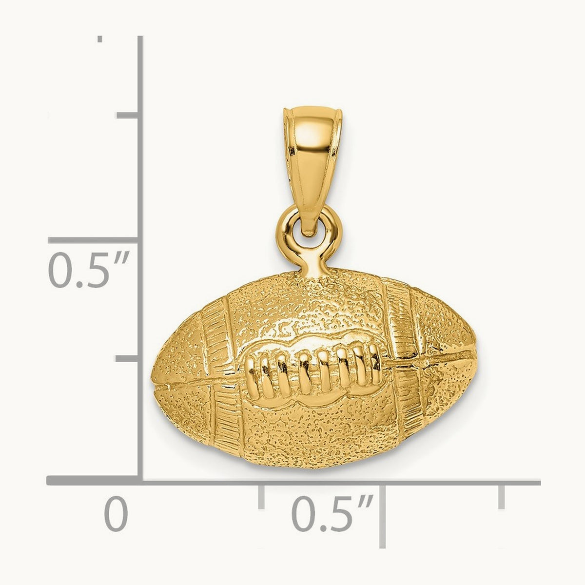 Polished 3-D Football Charm, 14K