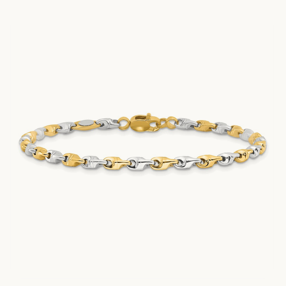 Polished Fancy Link Bracelet, 14K Two-tone
