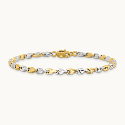 Polished Fancy Link Bracelet, 14K Two-tone
