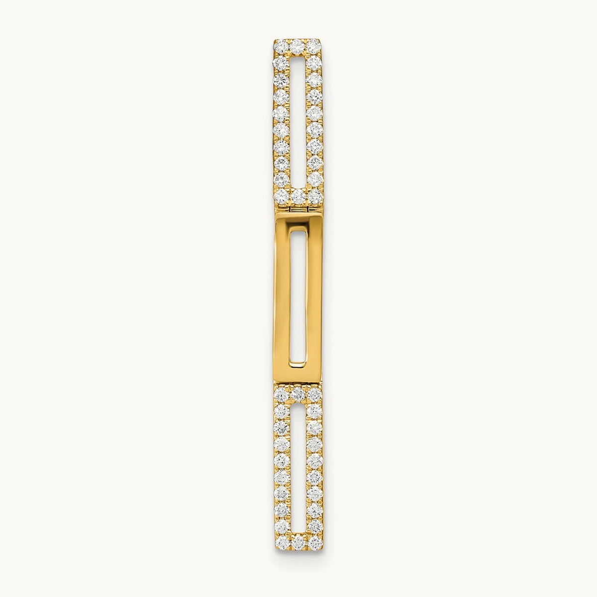 Polished Rectangle Link Diamond Chain Slide Pendant, 14K