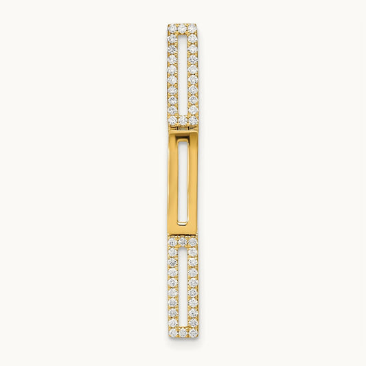 Polished Rectangle Link Diamond Chain Slide Pendant, 14K
