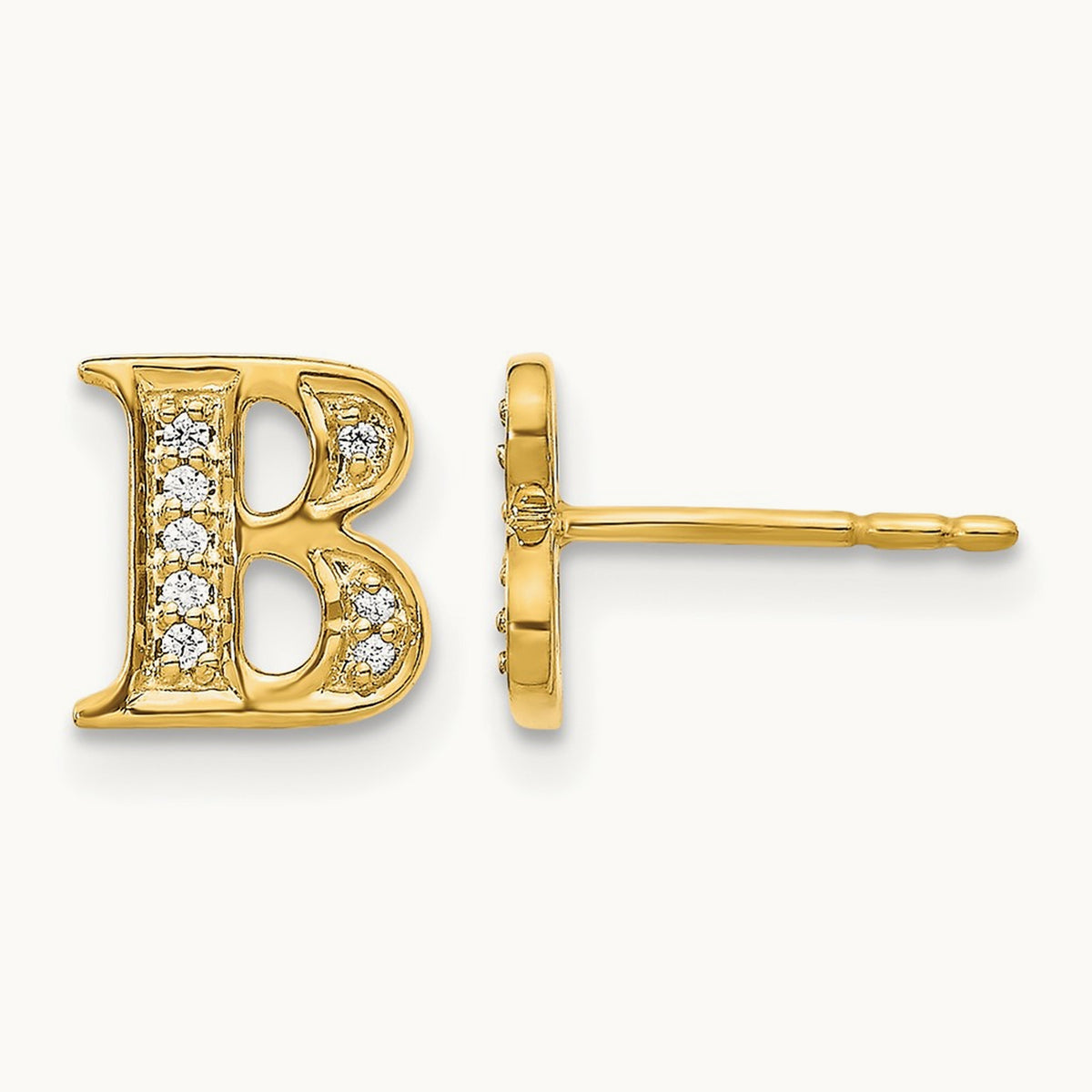 Diamond Earrings — 14K Yellow Gold, 8mm, B