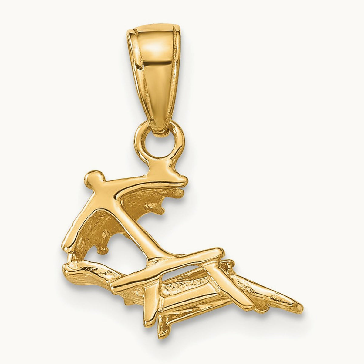 3-D Lounge Beach Chair Pendant, 14K